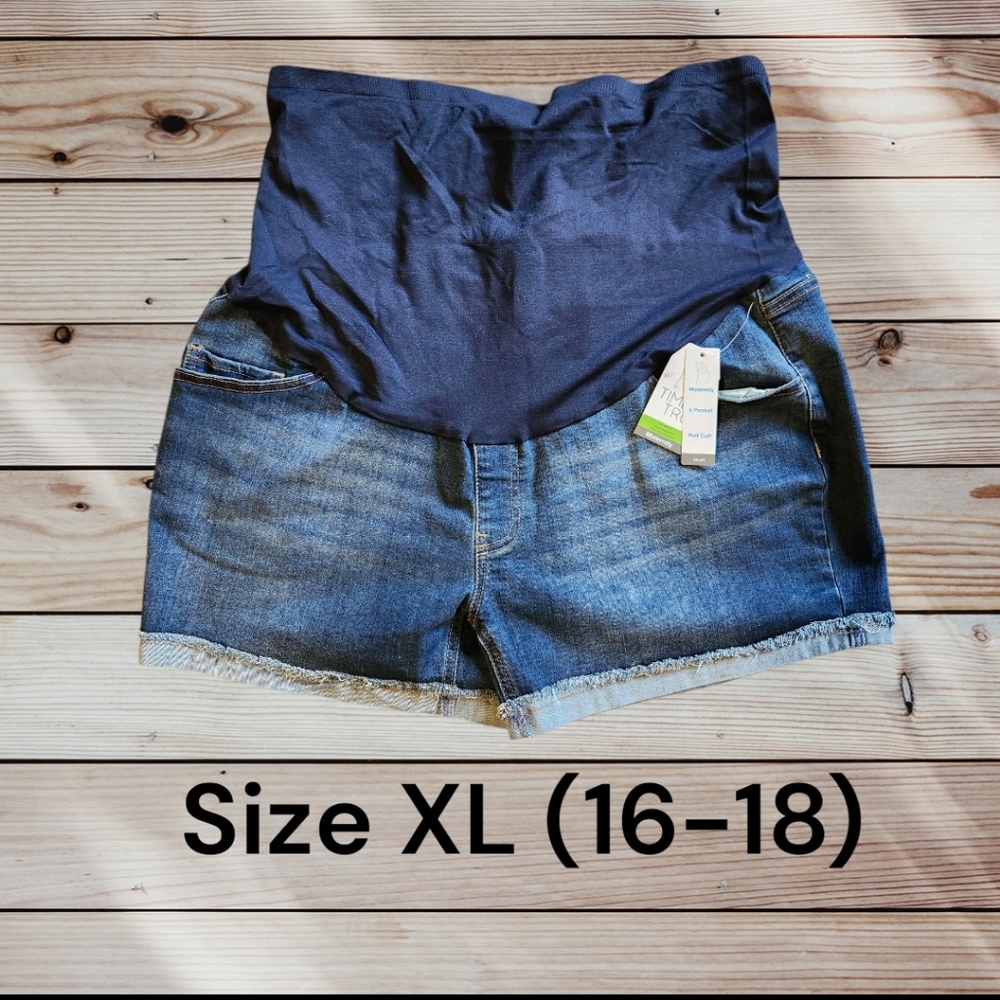 Women's Blue Denim Maternity Shorts